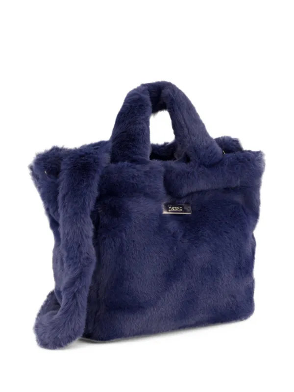 Herno Faux-fur Tote Bag in Blue