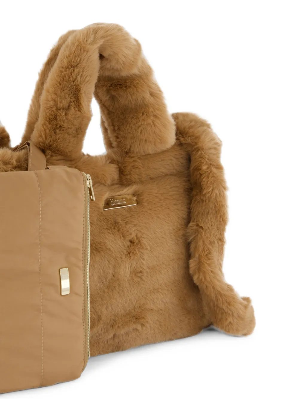 Herno Shopper van imitatiebont Beige