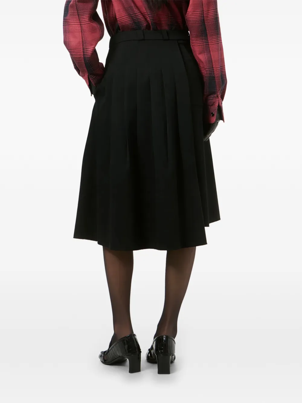 OUR LEGACY Origami Pleated Asymmetric Midi Skirt in Black, view 3