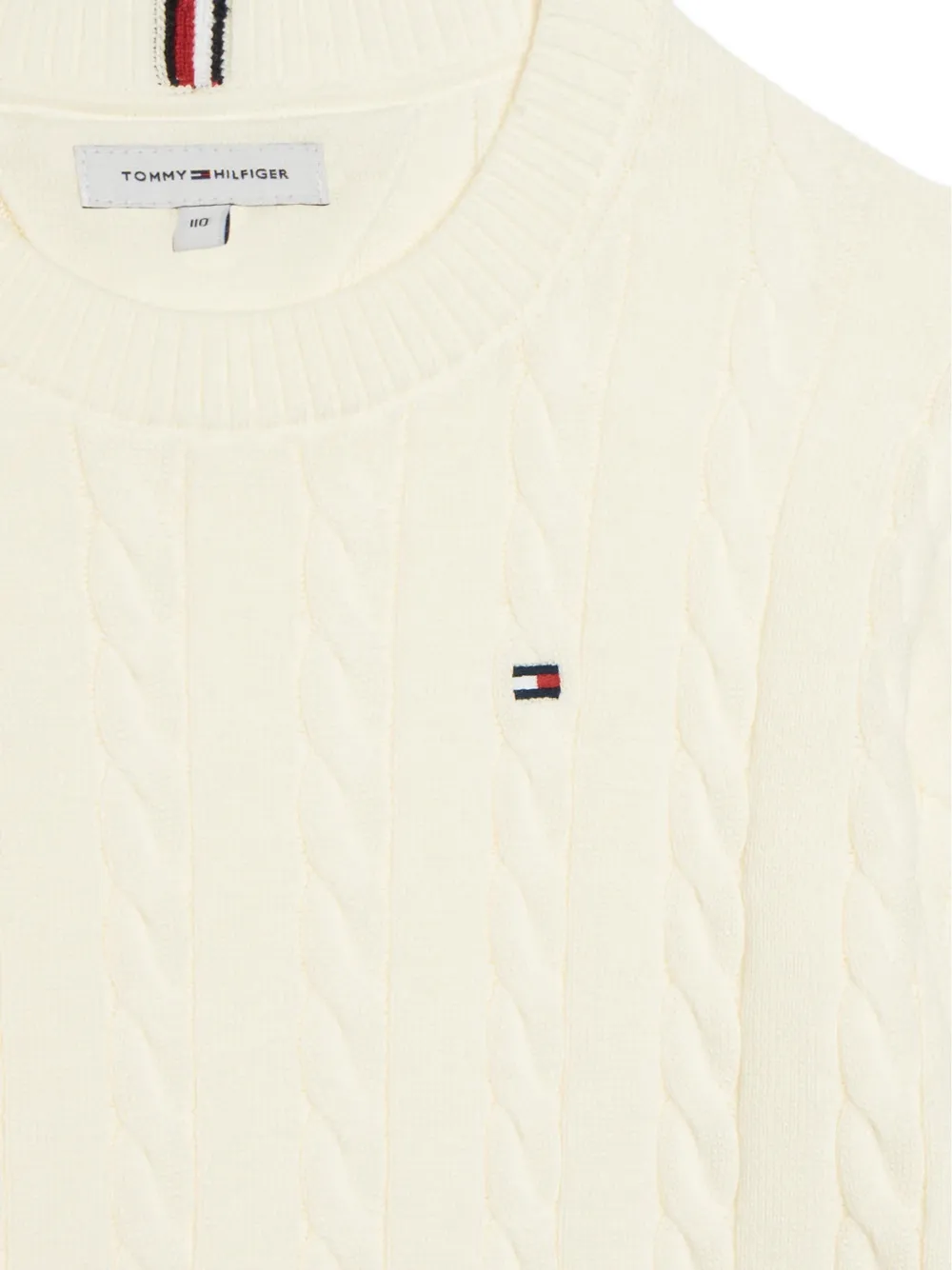Tommy Hilfiger Junior Kabelgebreide trui met geborduurd logo Beige
