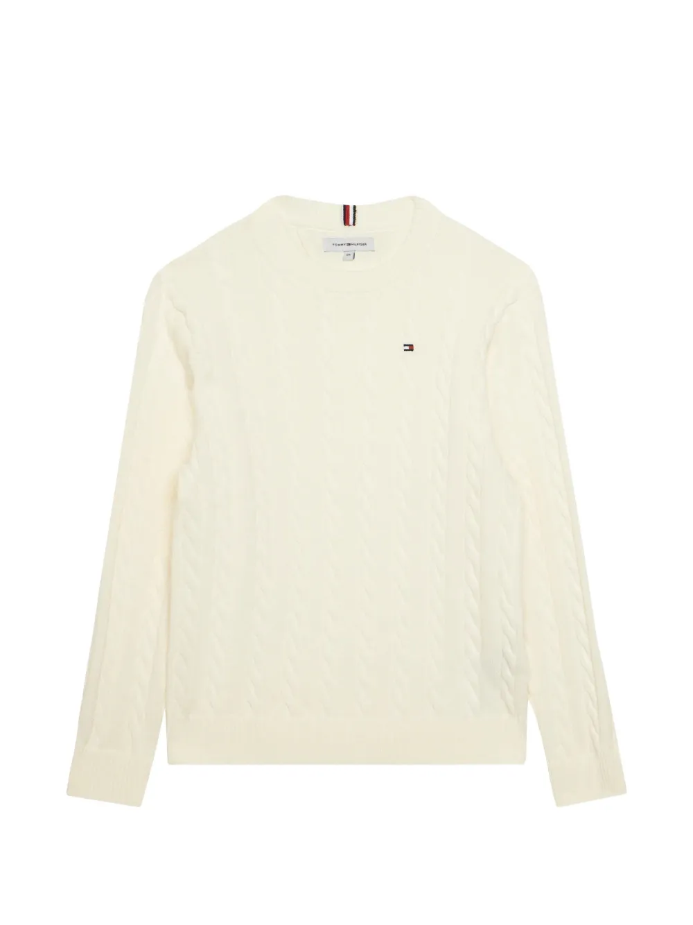 Tommy Hilfiger Junior Kabelgebreide trui met geborduurd logo Beige