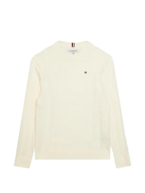 Tommy Hilfiger Junior Pullover mit Zopfmuster und Logo-Stickerei