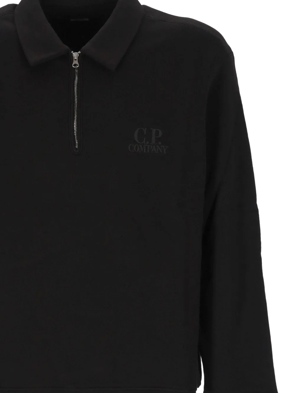 C.P. Company Poloshirt met geborduurd logo en kwartrits Zwart