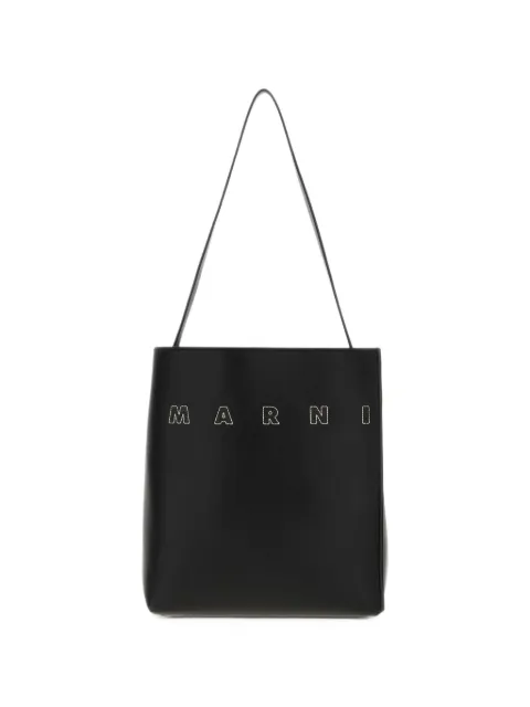 Marni embroidered-logo leather tote bag