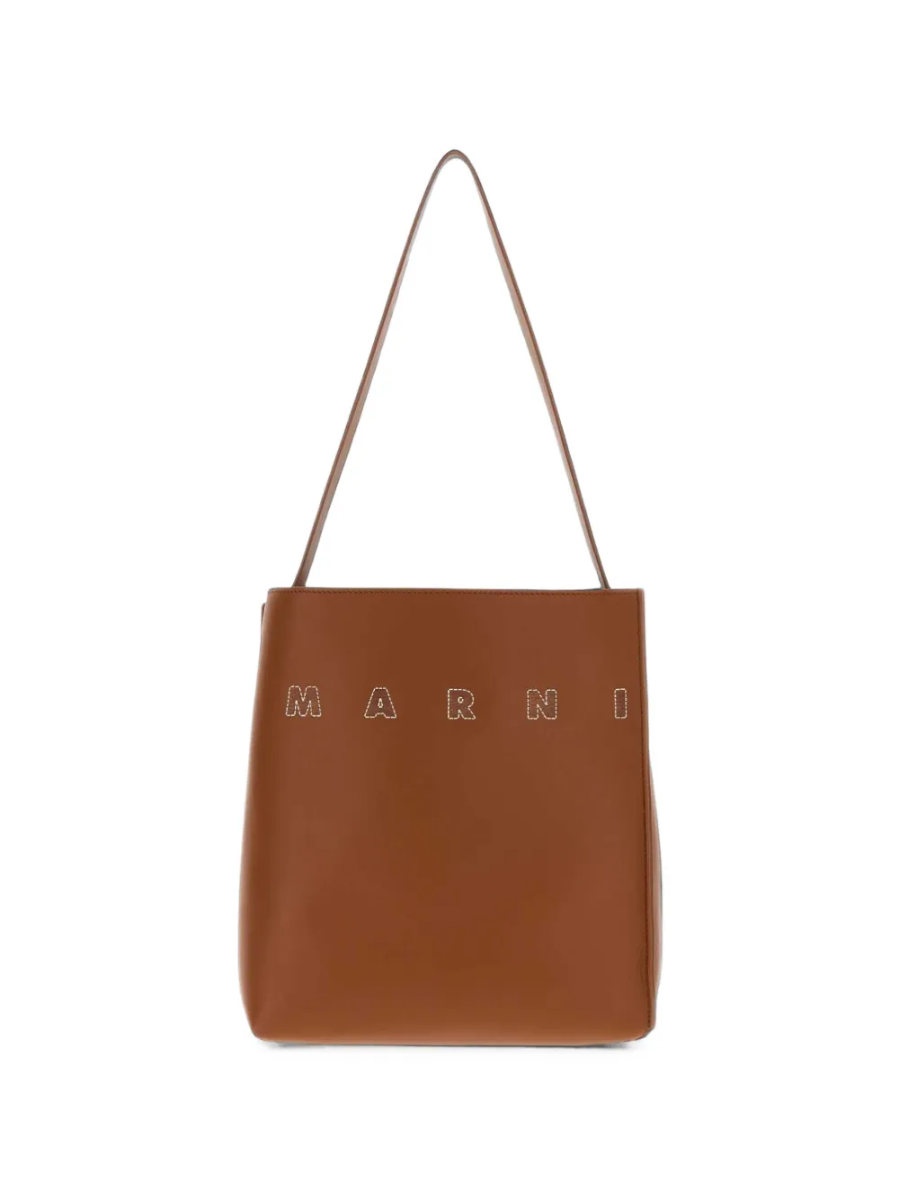 Marni embroidered-logo tote bag - Marrone