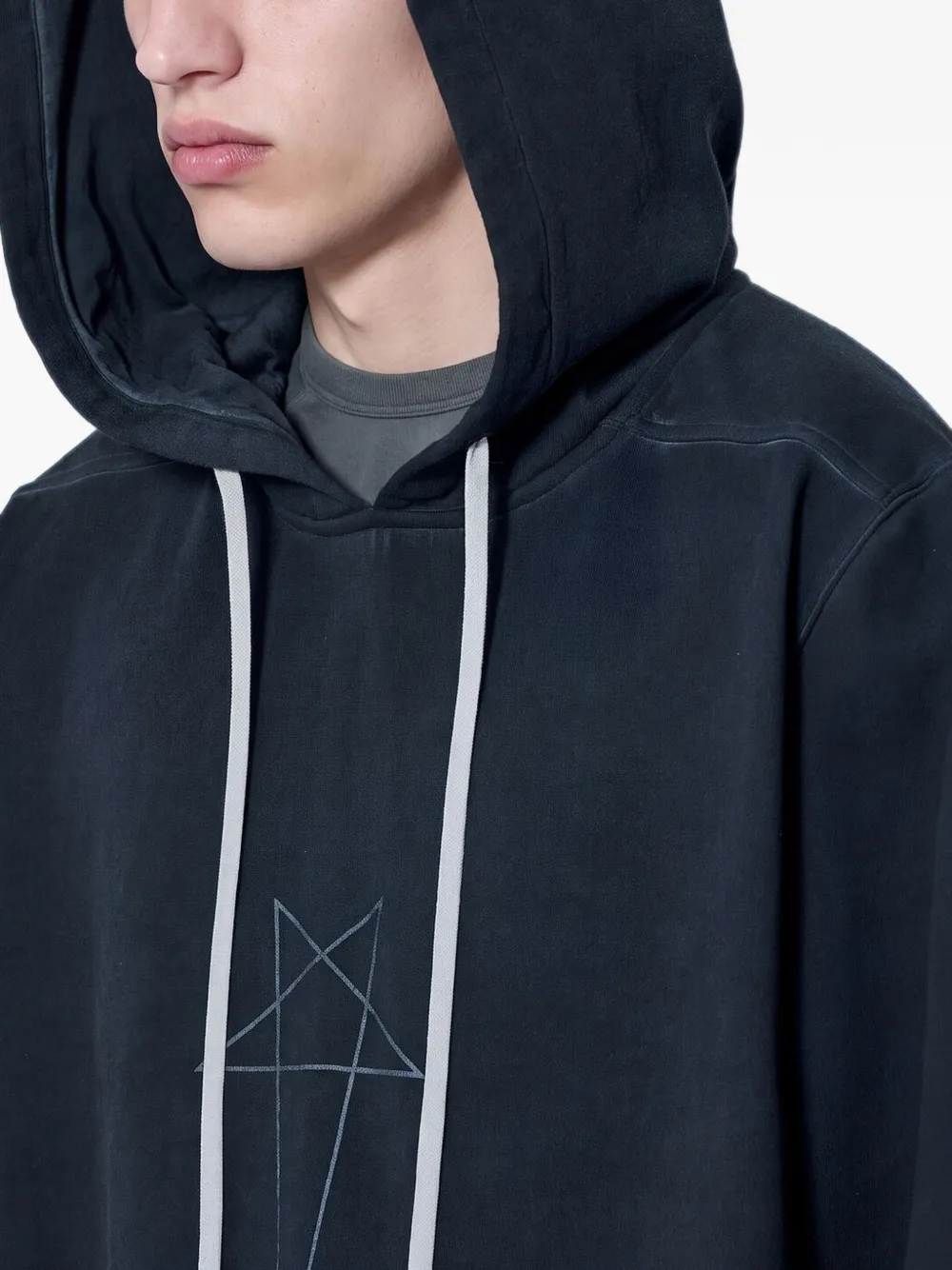 Rick Owens DRKSHDW Hoodie met pentagram-print en trekkoord Zwart