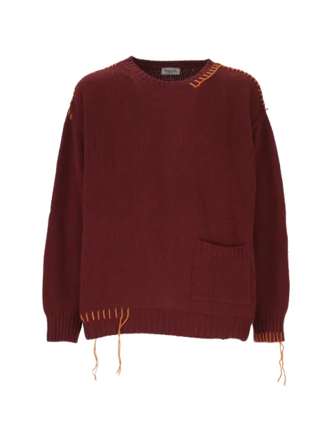 AMISH whipstitch-trim patch-pocket sweater