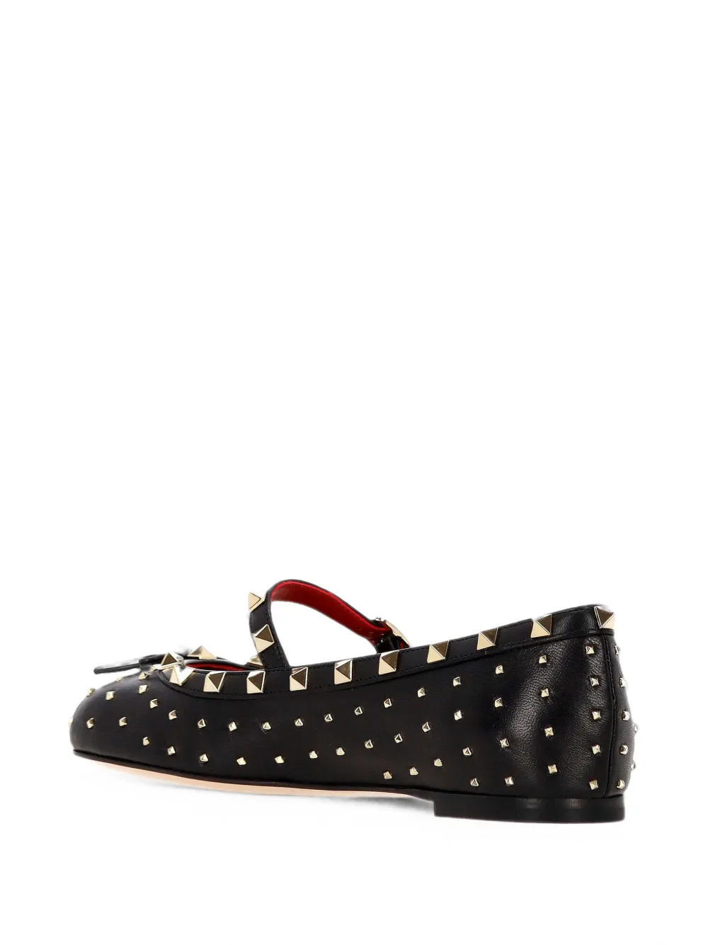 Valentino Garavani Mary-Jane Rockstud nappa ballerinas 05mm Zwart
