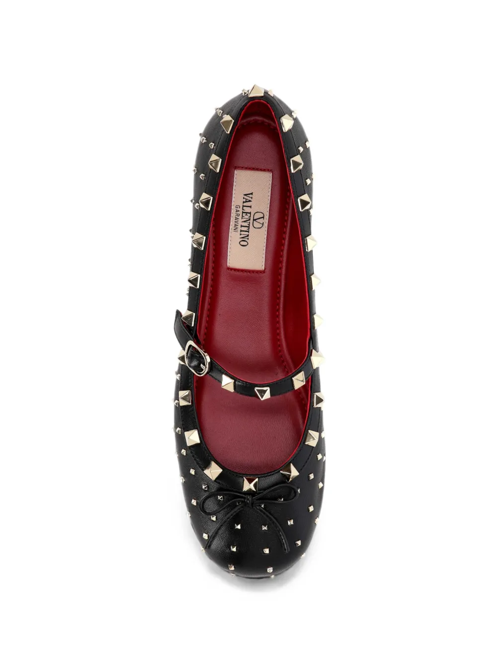 Valentino Garavani Mary-Jane Rockstud nappa ballerinas 05mm Zwart