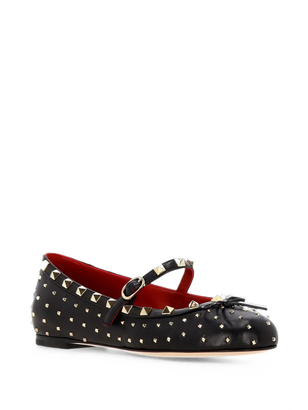 Valentino Garavani Mary-Jane Rockstud nappa ballerinas 05mm Zwart