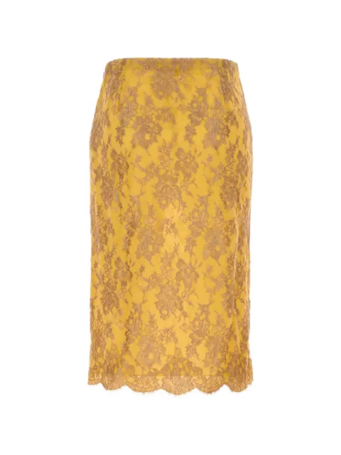 Saint Laurent floral-lace scalloped-hem midi skirt