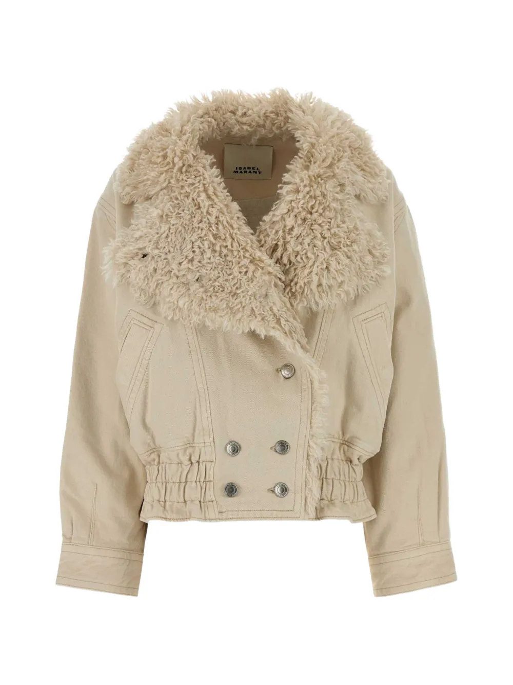 Isabel Marant Valineo Shearling-collar Denim Jacket In 뉴트럴