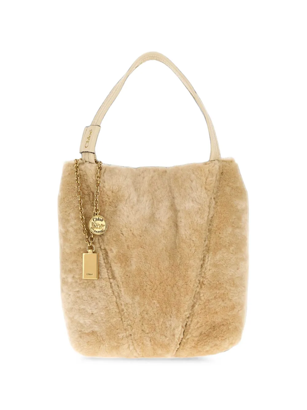 Chloé Small Spin shearling tote bag - Toni neutri