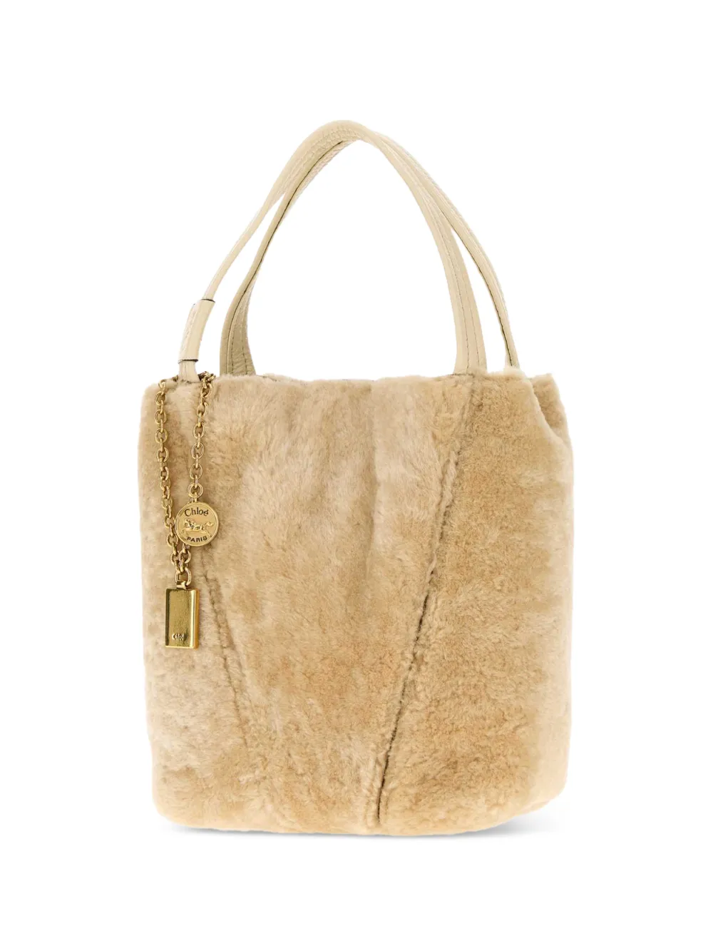 Chloé Kleine Spin lammy shopper Beige