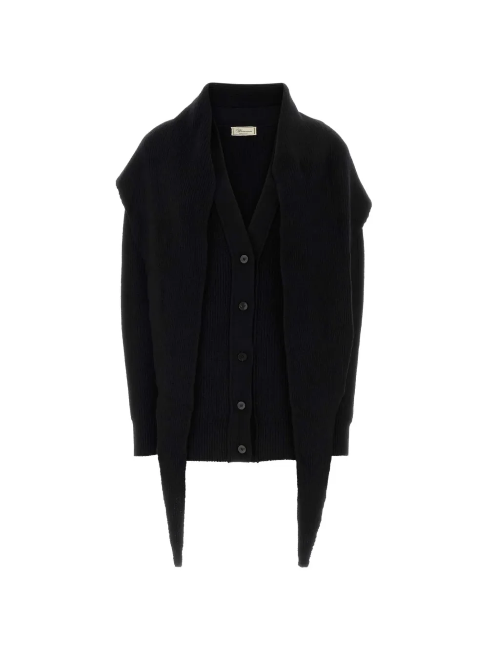 Blumarine ribbed-knit sailor-collar cardigan Zwart