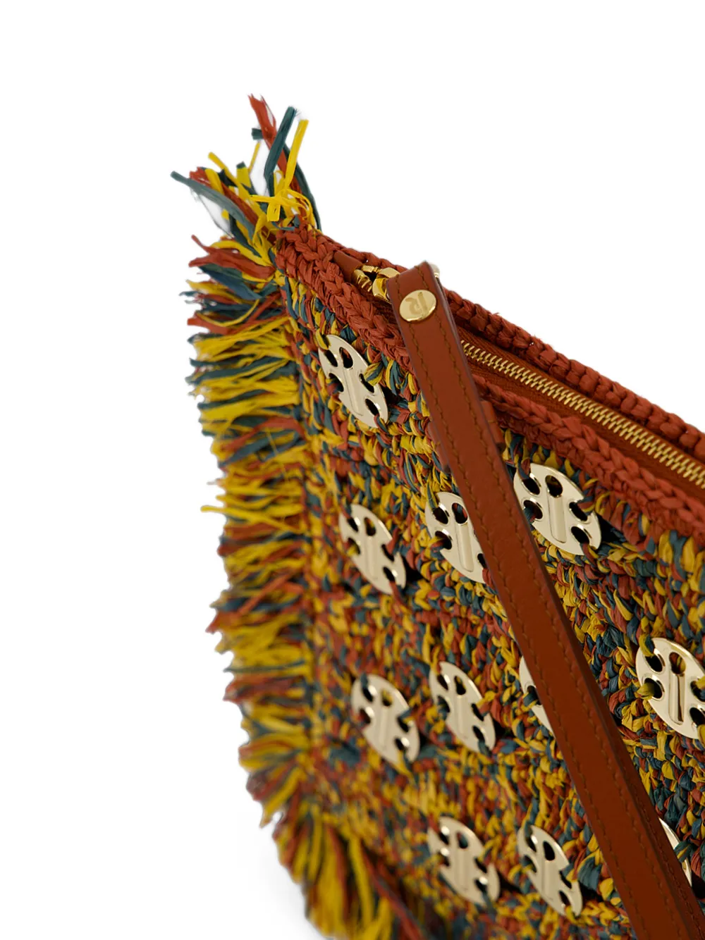 Rabanne Clutch verfraaid met medaillon en franje Oranje