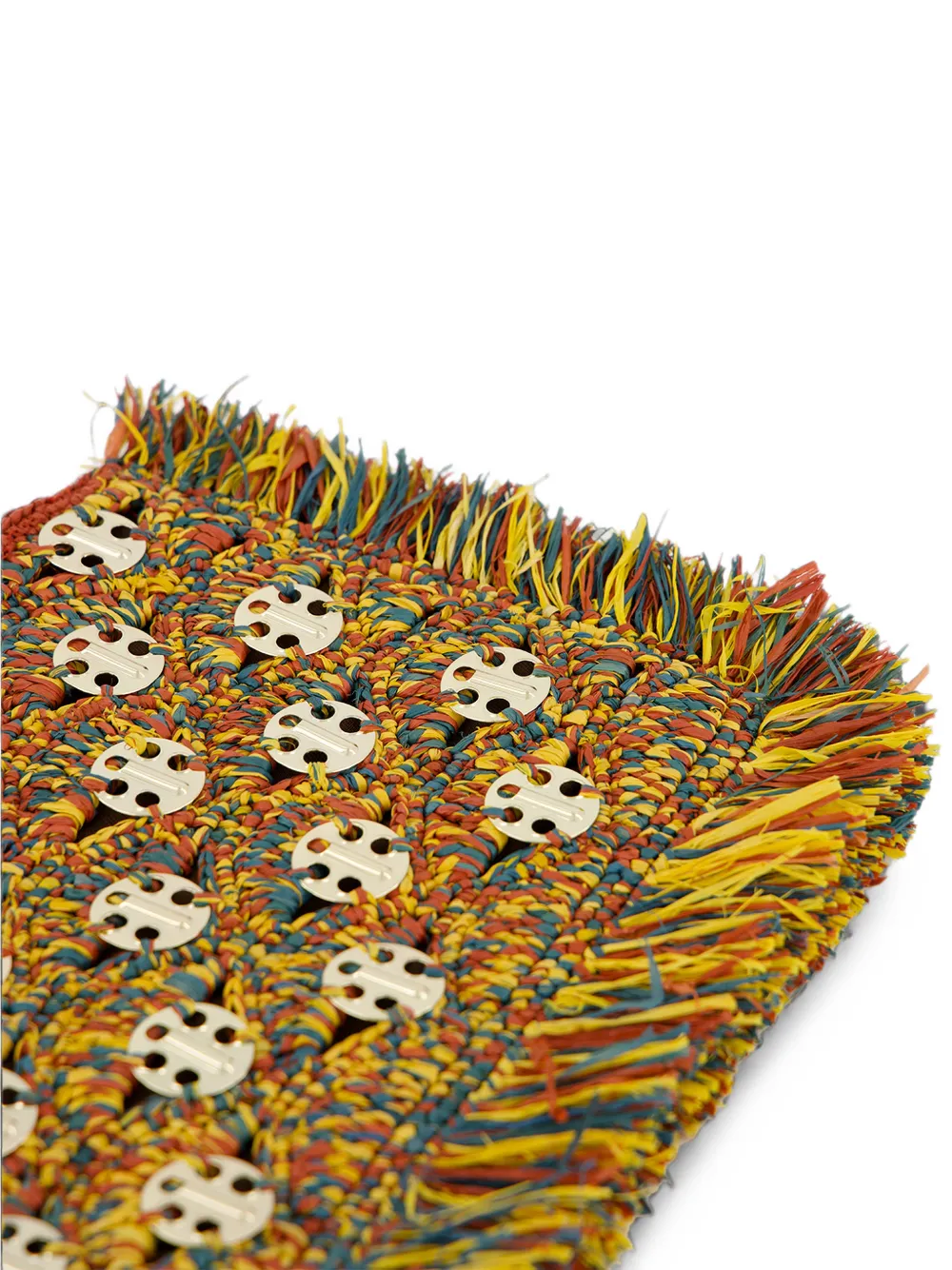 Rabanne Clutch verfraaid met medaillon en franje Oranje