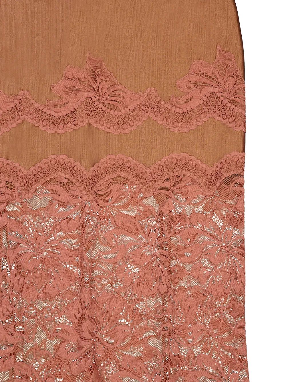 Rabanne Maxi-jurk met kanten vlakken en V-hals Beige