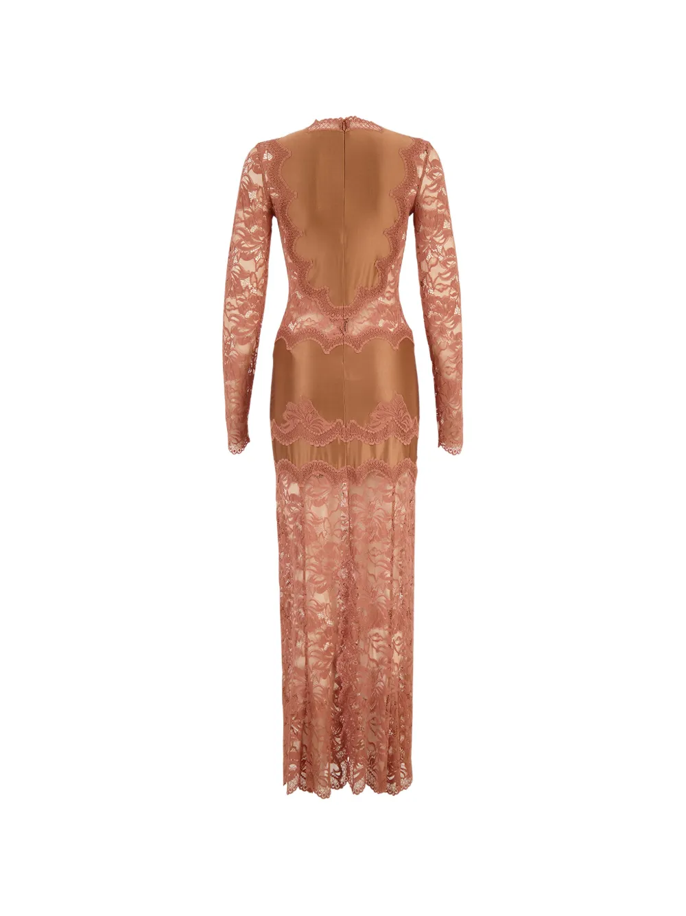 Rabanne Maxi-jurk met kanten vlakken en V-hals Beige