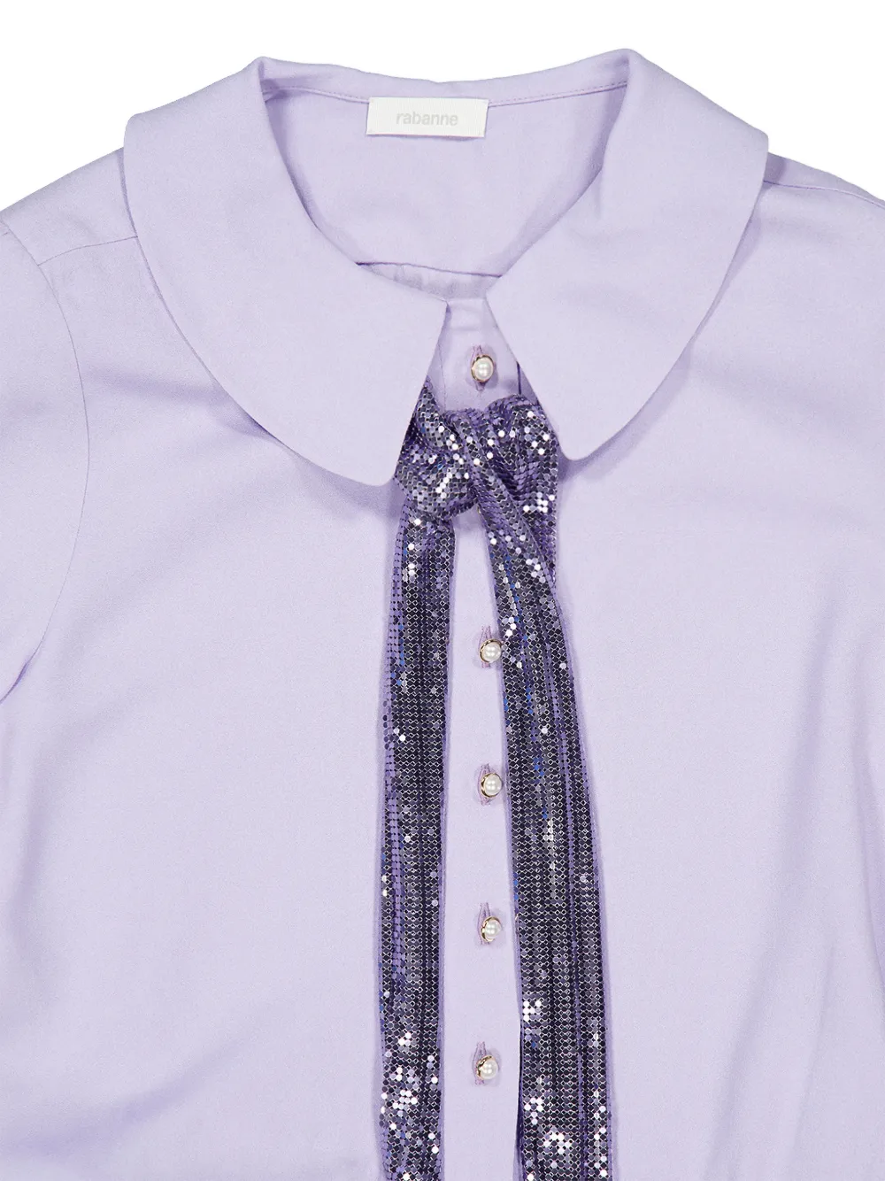 Rabanne Blouse met mesh strik en knopen Paars