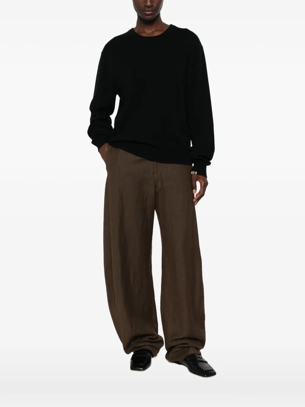 extreme cashmere Bis crew-neck cashmere sweater Zwart