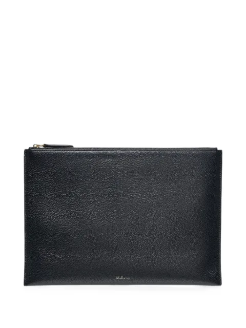 Mulberry grained-leather pouch