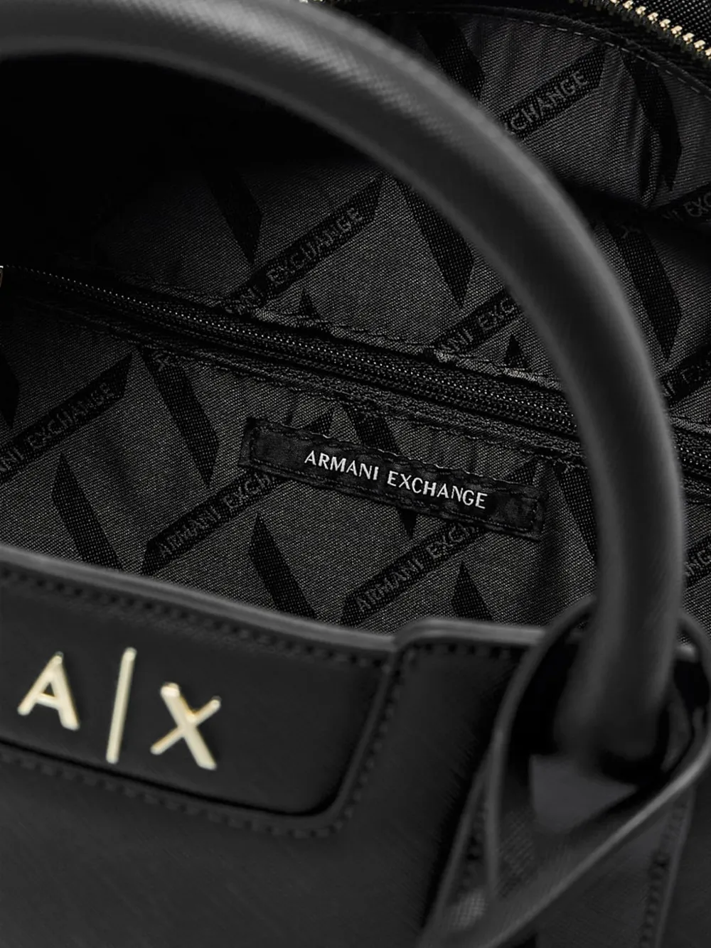 Armani Exchange Shopper met saffiano-effect en logoplakkaat Zwart