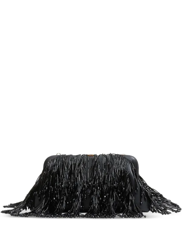 Simkhai Pia Bead-embellished Clutch Bag in Black