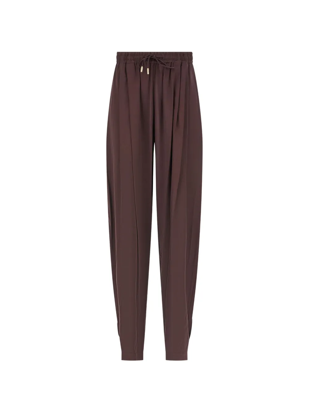 Danamè Sana Drawstring-waist Pleated Trousers In Brown