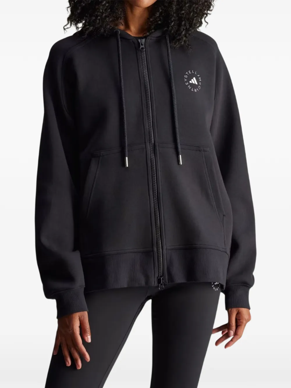 adidas Hoodie met logoprint en rits Zwart