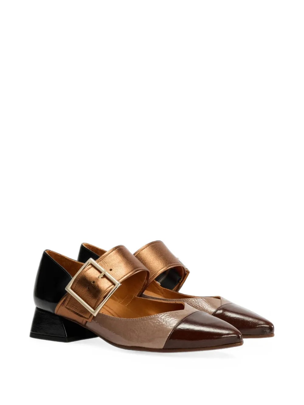 Chie Mihara buckle-fastening pointed-toe pumps Beige