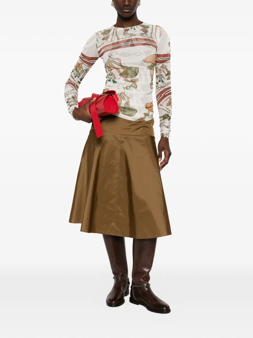 Dorothee Schumacher High waist midi-rok met A-lijn Groen