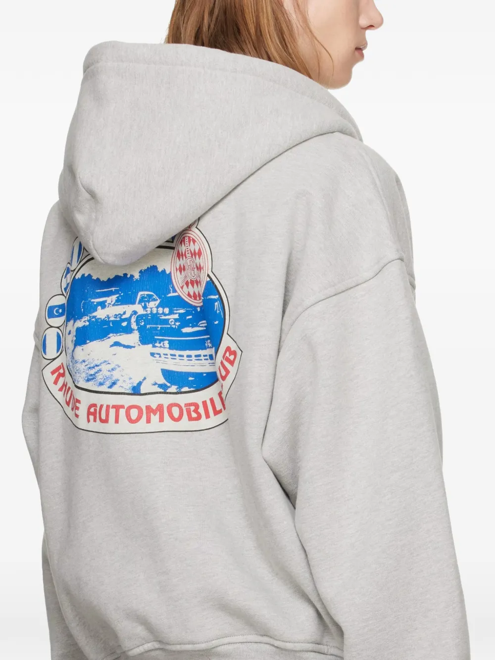 RHUDE Automobile Club logo-print zip-up hoodie Grijs