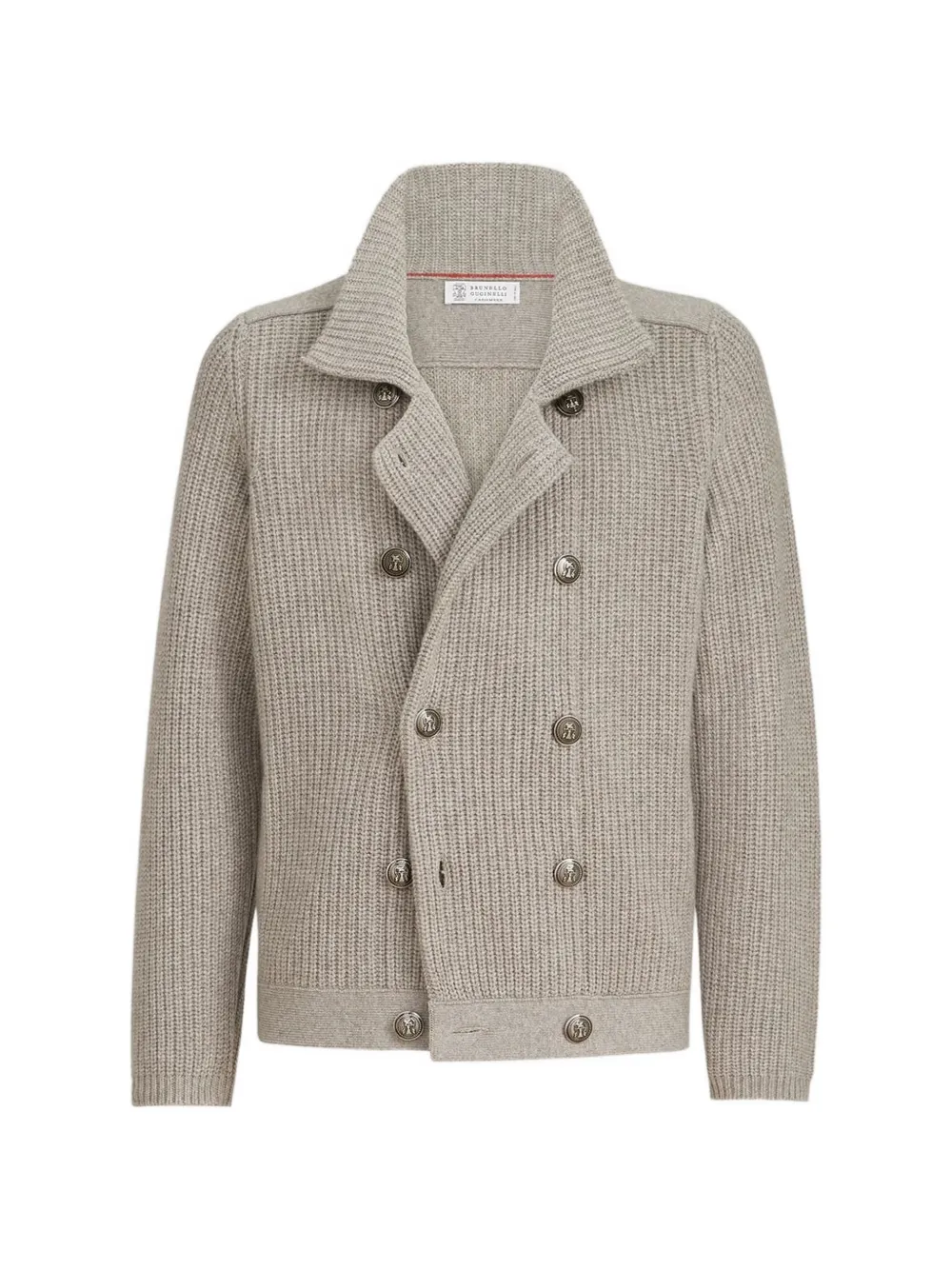 Brunello Cucinelli double-breasted ribbed-knit cardigan - Toni neutri