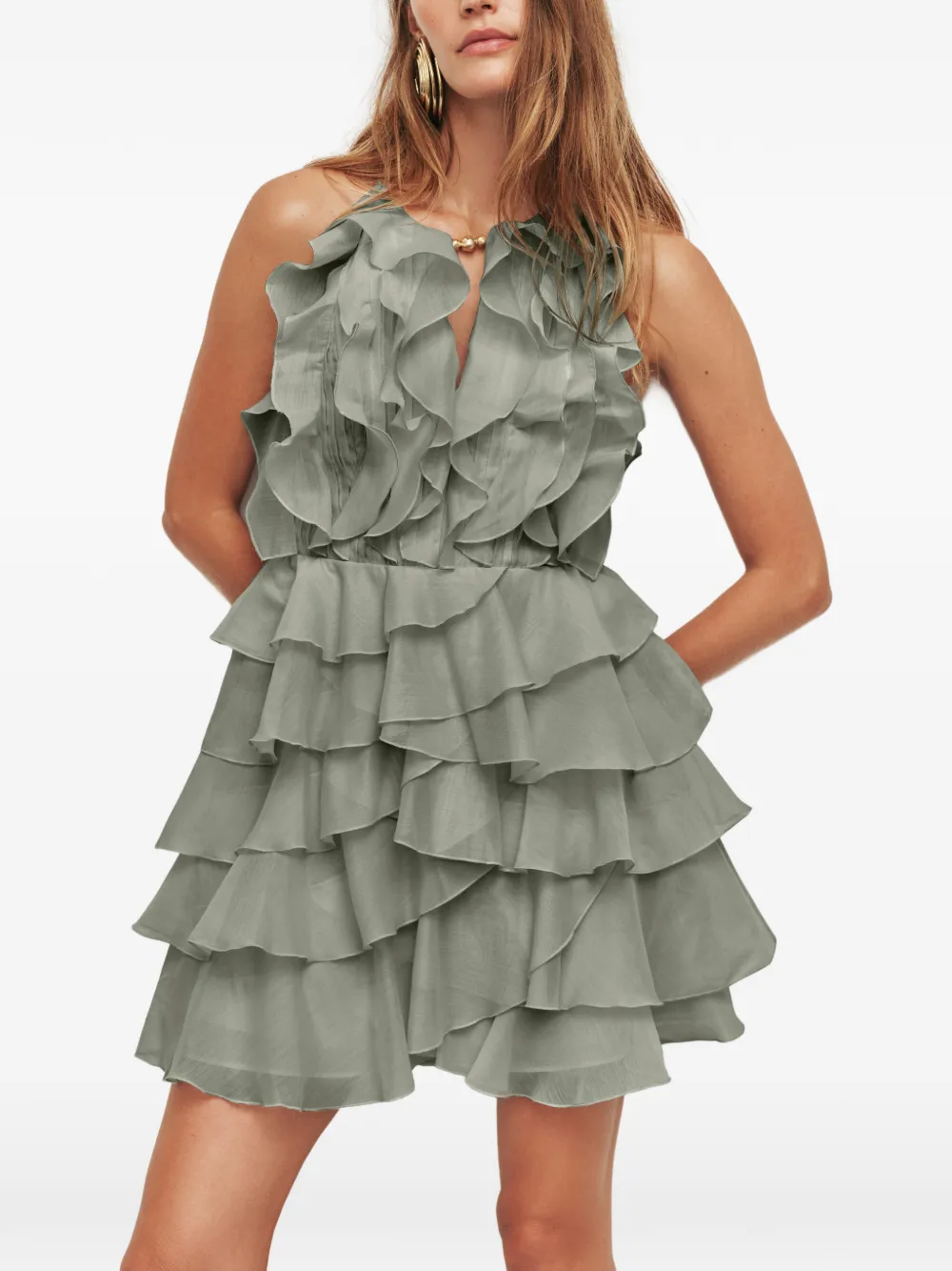 Aje Cleo mini-jurk met ruches Groen