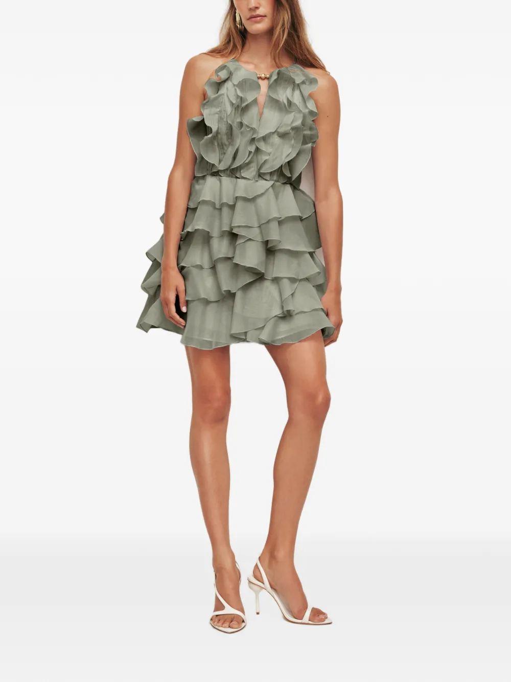 Aje Cleo mini-jurk met ruches Groen