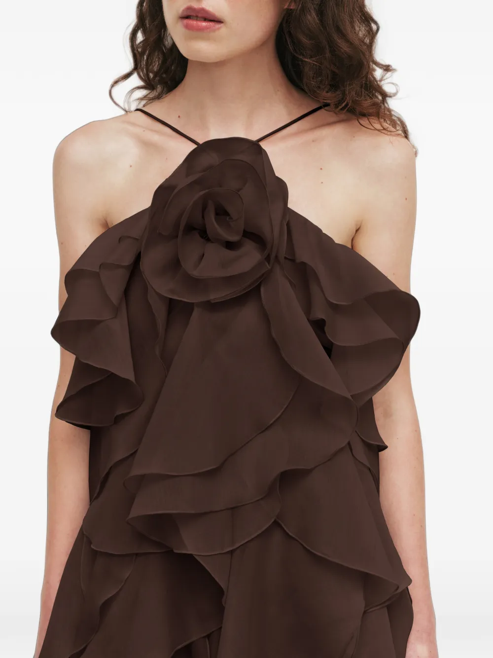 Aje Mini-jurk met ruches Bruin