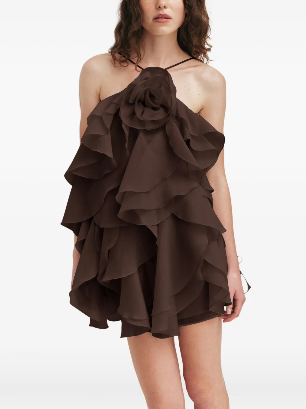 Aje Mini-jurk met ruches Bruin