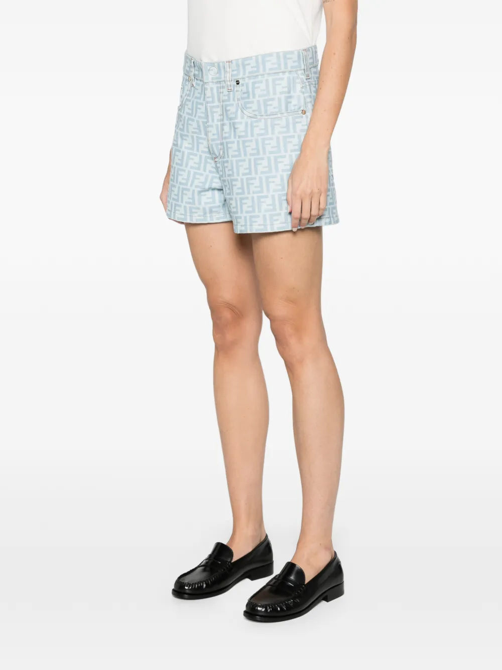 FENDI light-blue FF denim shorts Blauw