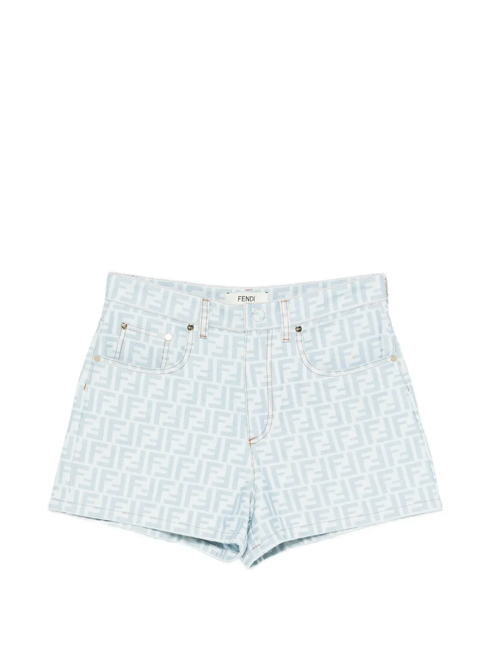 FENDI light-blue FF denim shorts - Bleu