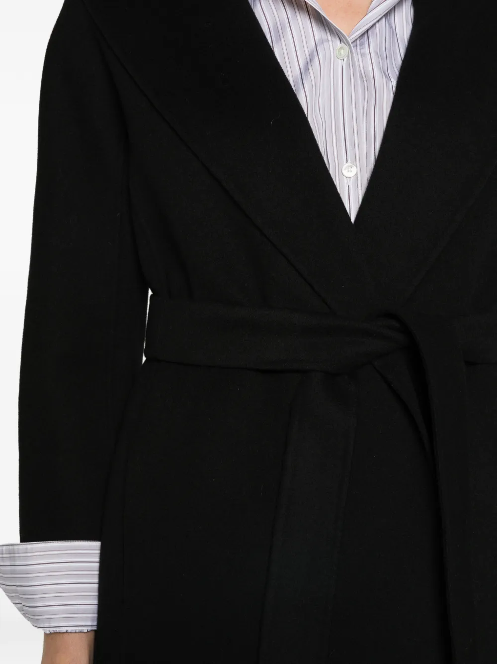 Max Mara double-faced wool robe coat Zwart