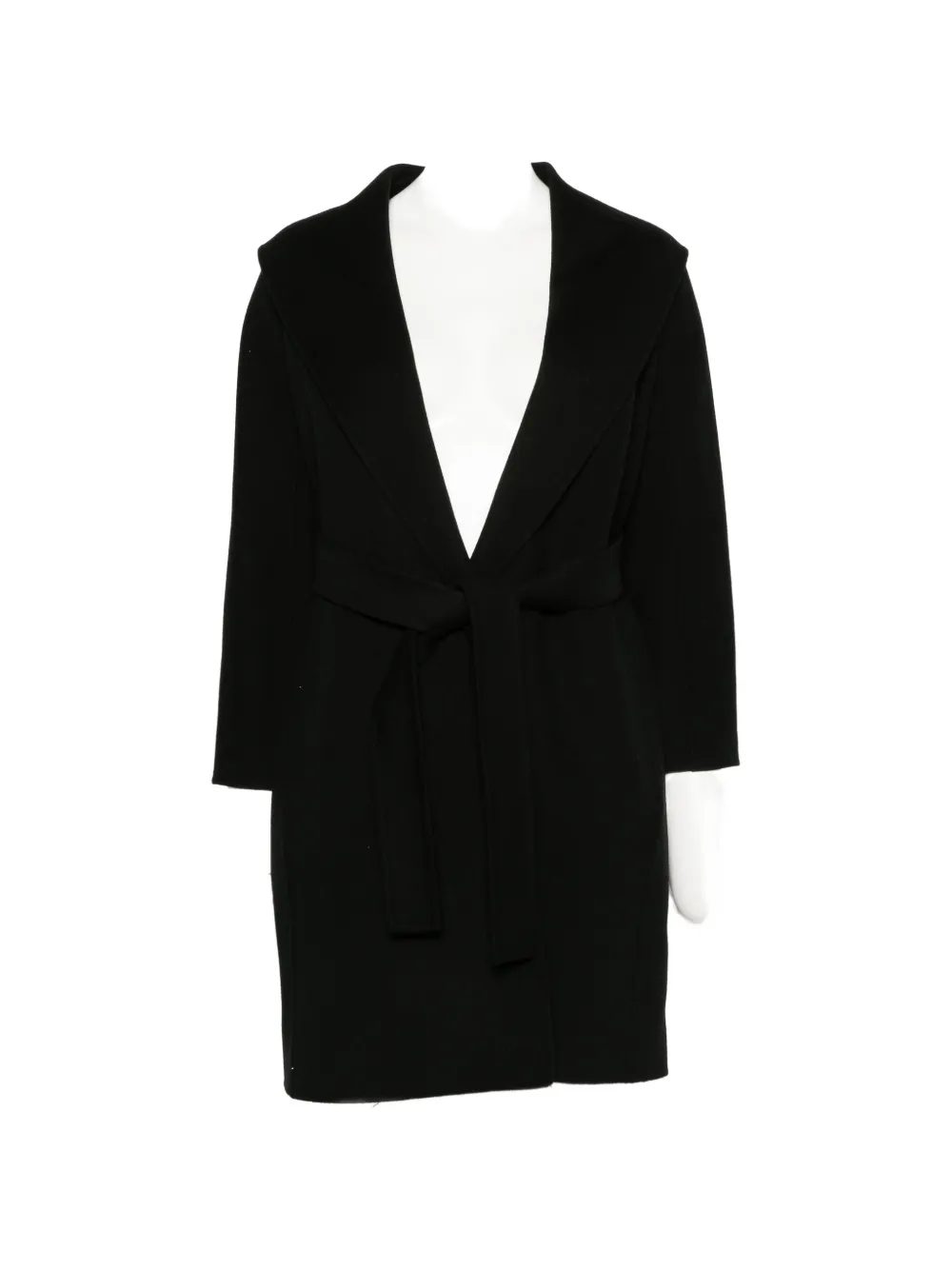 Max Mara double-faced wool robe coat - black