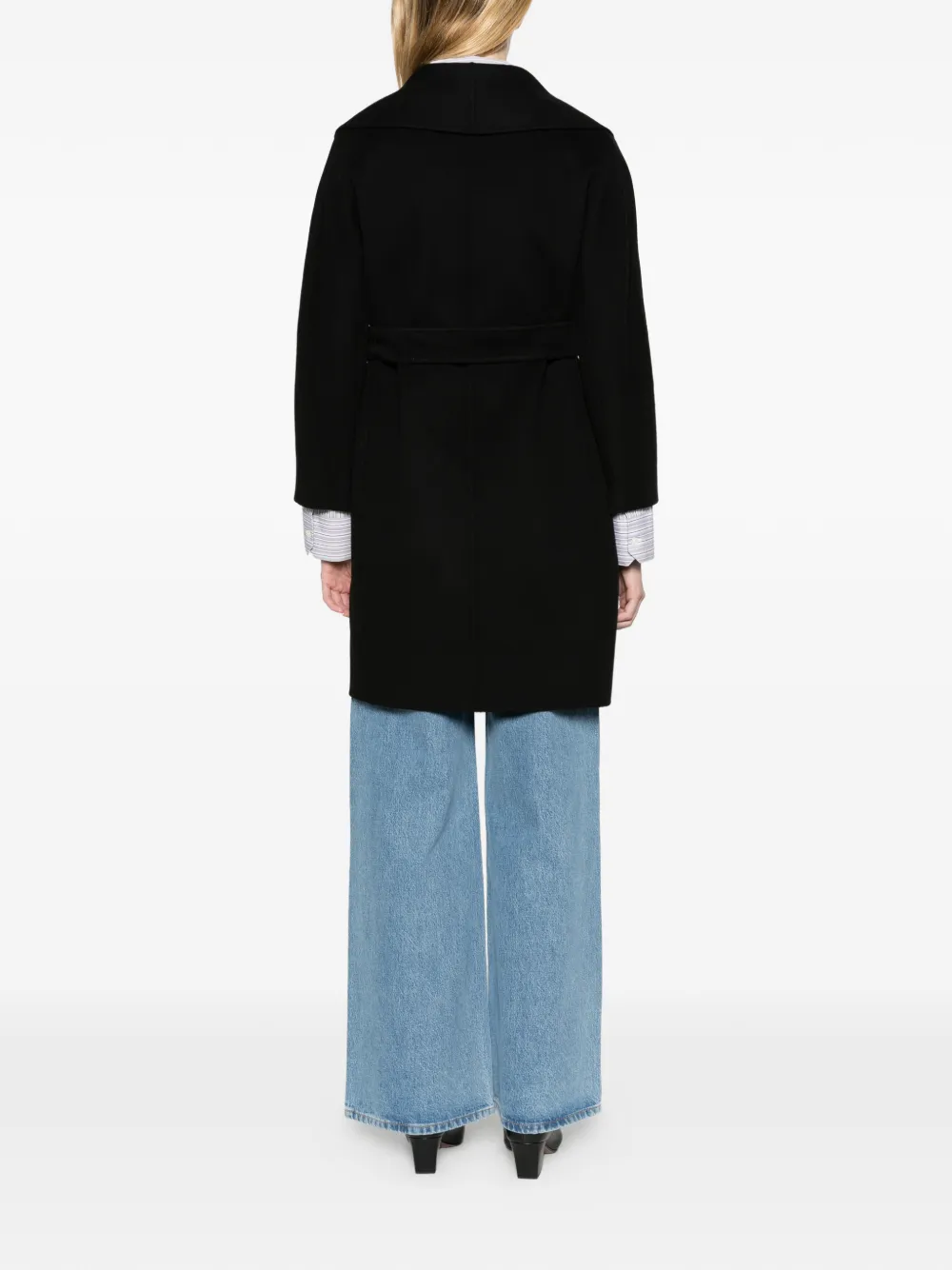 Max Mara double-faced wool robe coat Zwart
