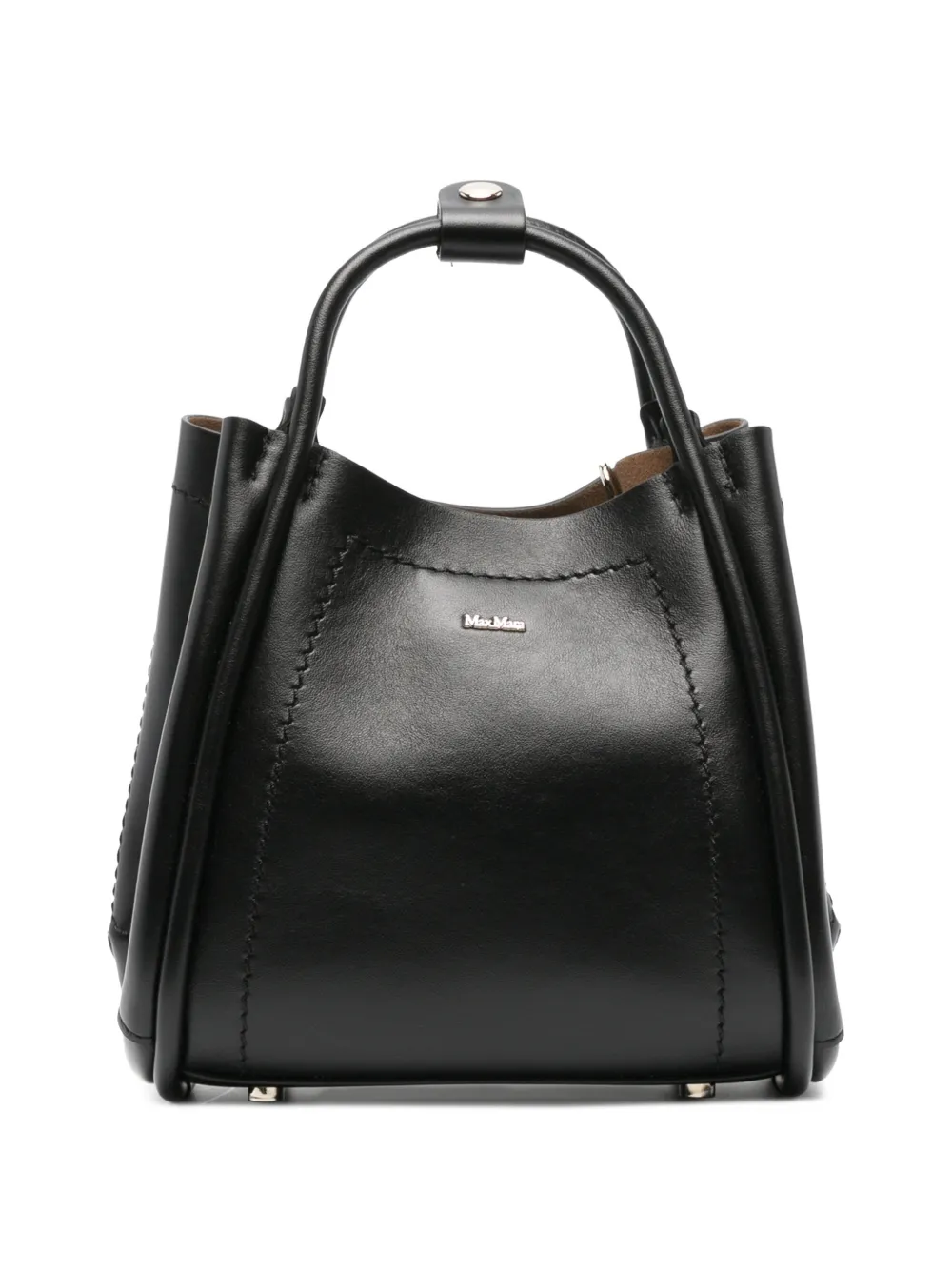 Max Mara Extra-small Leather Marine Bag In Black