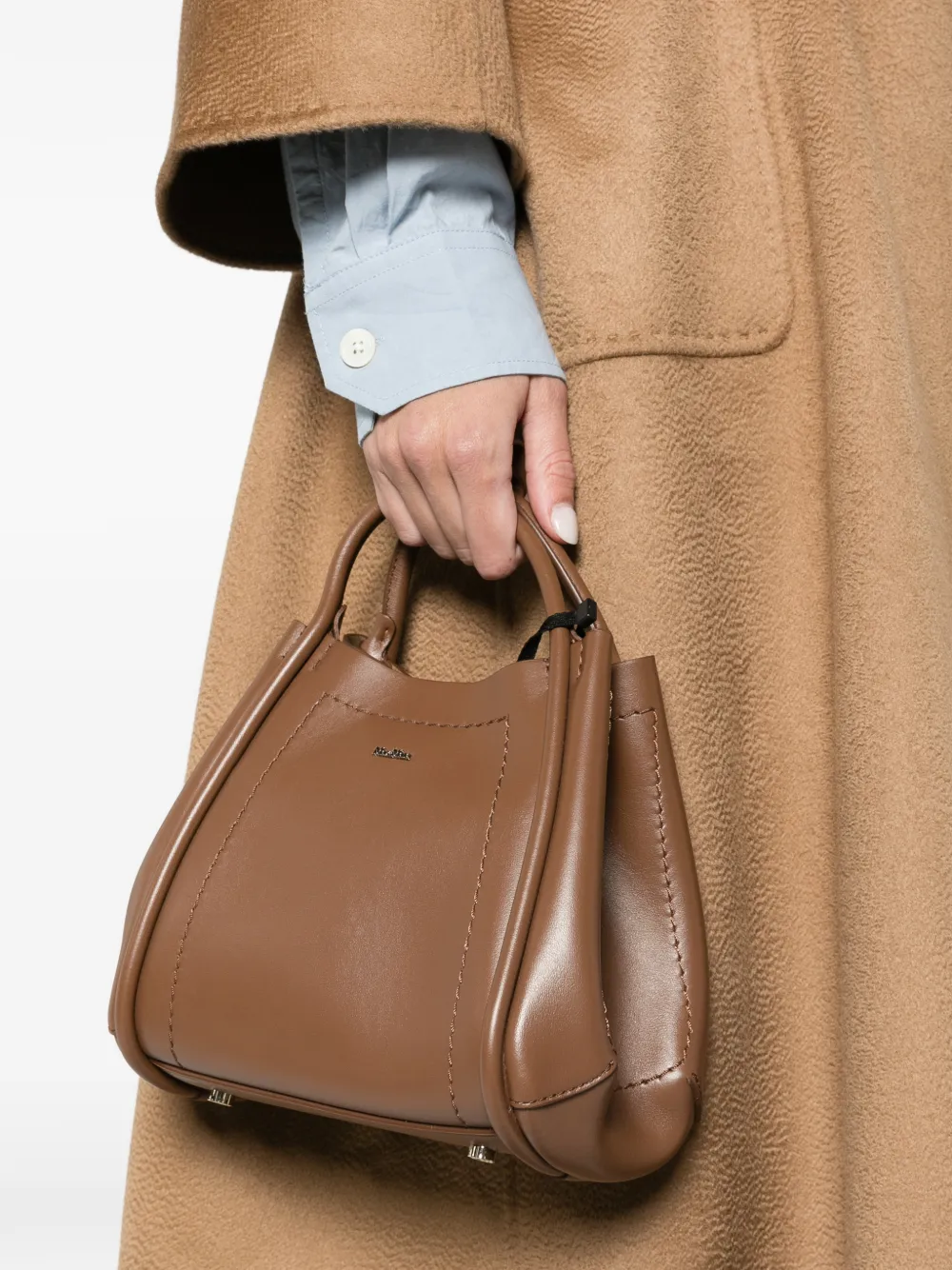 Max Mara extra-small leather Marine bag Bruin