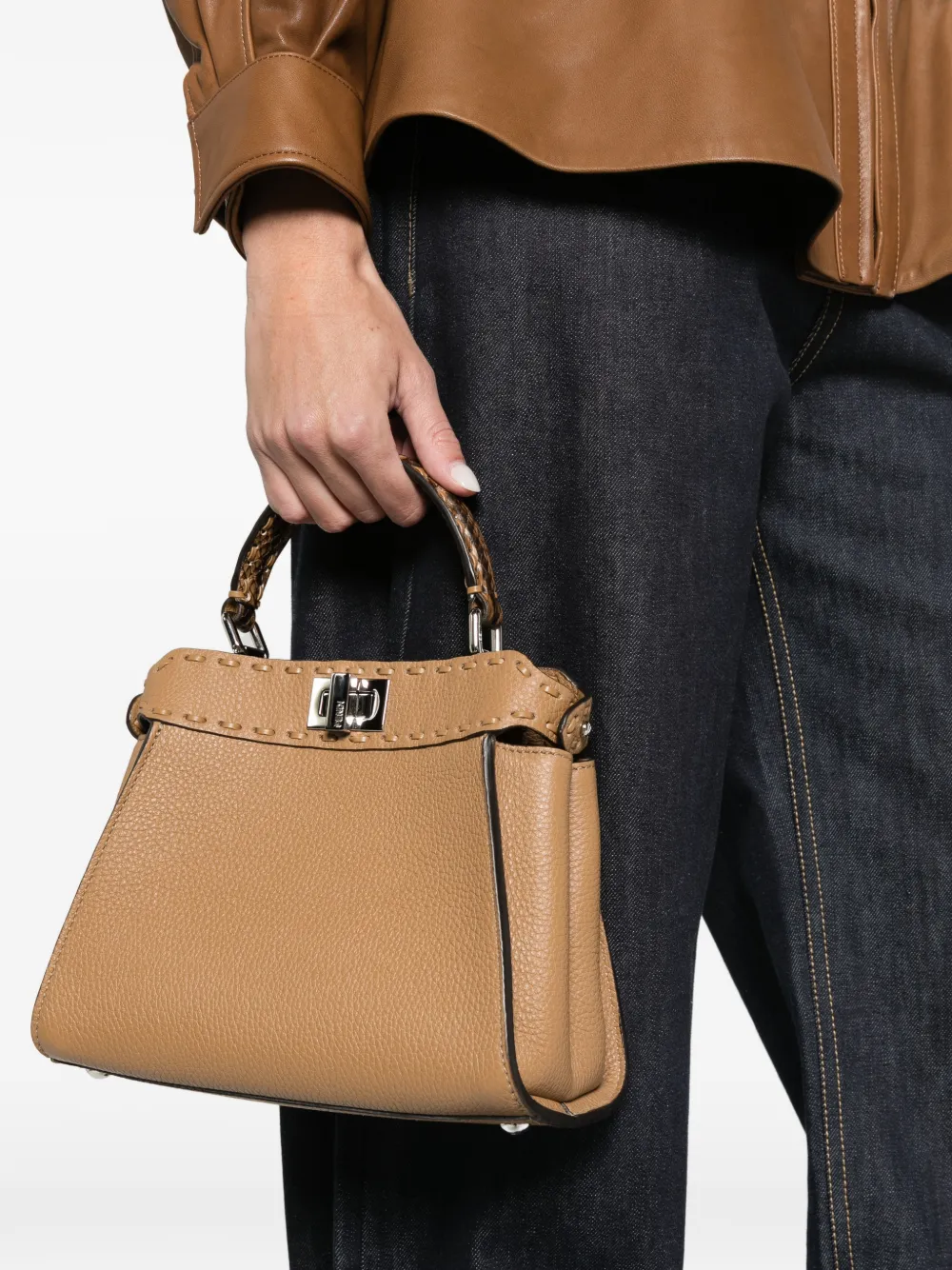FENDI Peekaboo mini tote bag Beige
