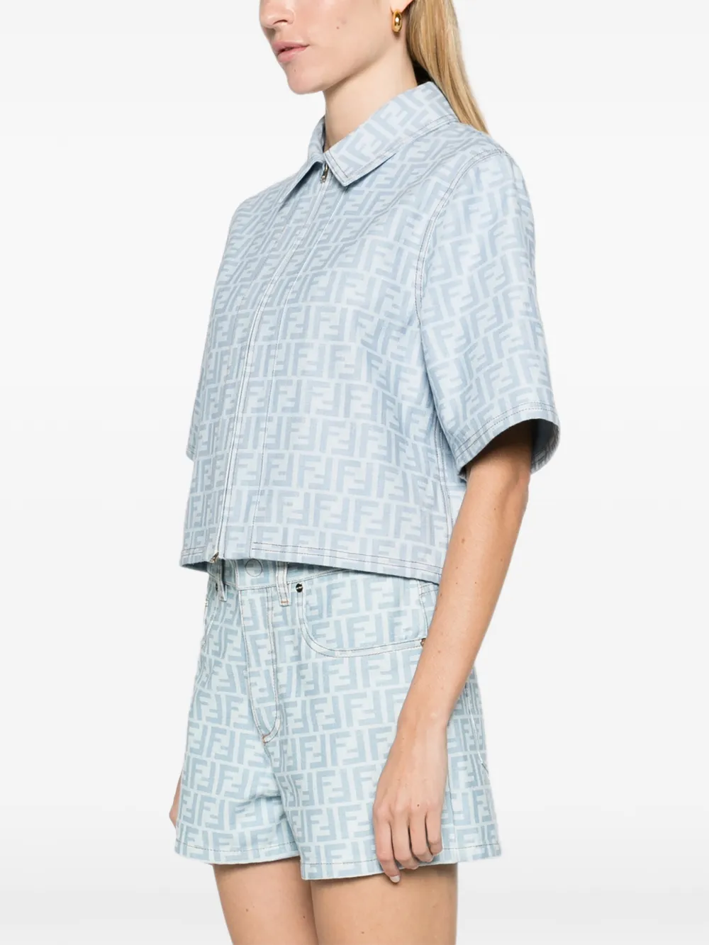 FENDI light-blue FF denim jacket Blauw