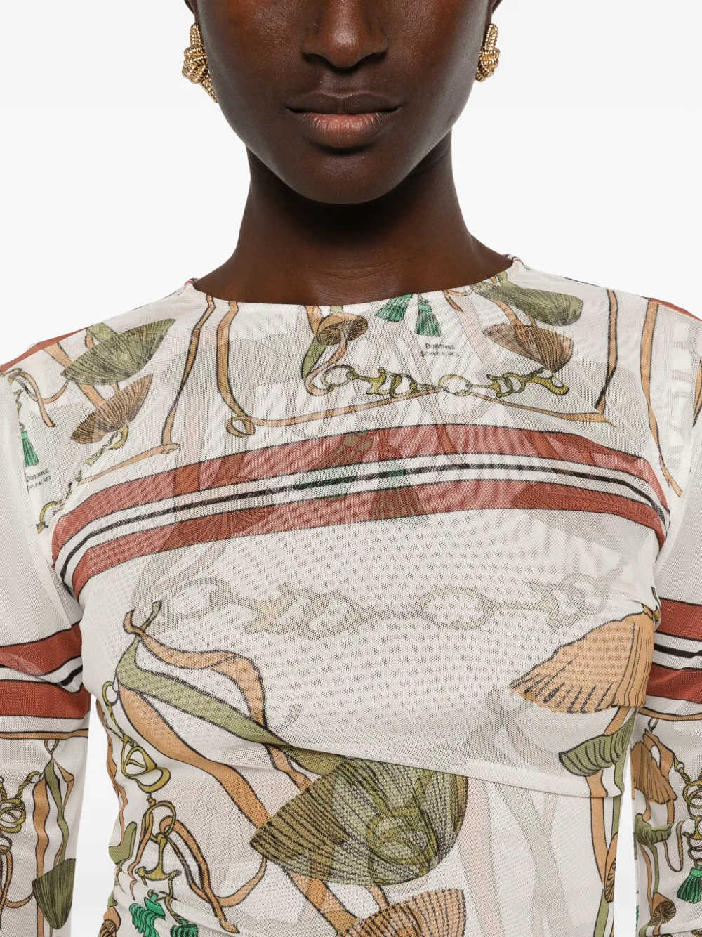 Dorothee Schumacher Wild Funghi mesh T-shirt Beige