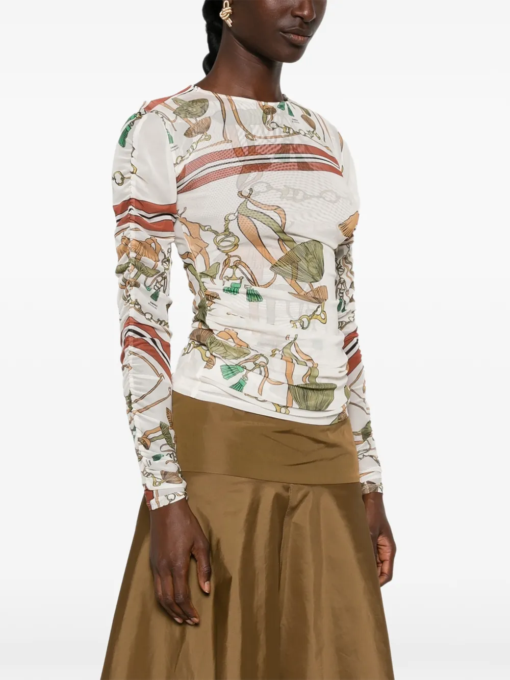 Dorothee Schumacher Wild Funghi mesh T-shirt Beige