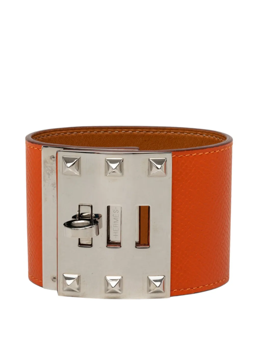 Hermès Pre-Owned Bracciale Kelly Extreme Dog in pelle Epsom e metallo placcato palladio 2014 - Arancione